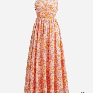 NWOT; J. Crew Vibrant Orange Floral Maxi Dress